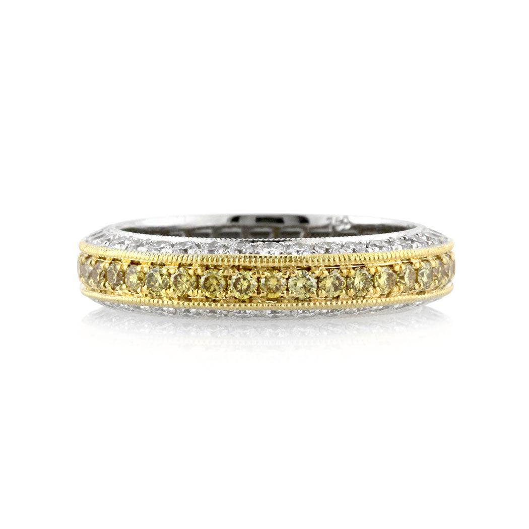 1.50ct Fancy Yellow Round Brilliant Cut Diamond Wedding Band