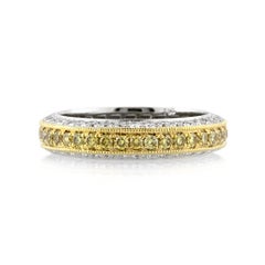 1.50ct Fancy Yellow Round Brilliant Cut Diamond Wedding Band