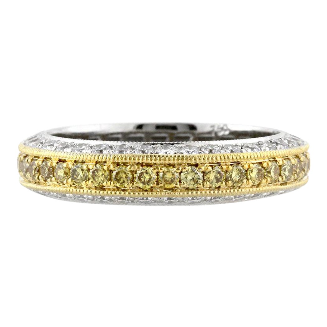 1.50ct Fancy Yellow Round Brilliant Cut Diamond Wedding Band