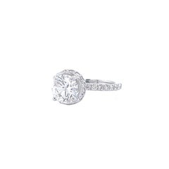 GIA Certified 1.50 Carat Round Cut Diamond Ring Pave Diamond 18 karat White Gold