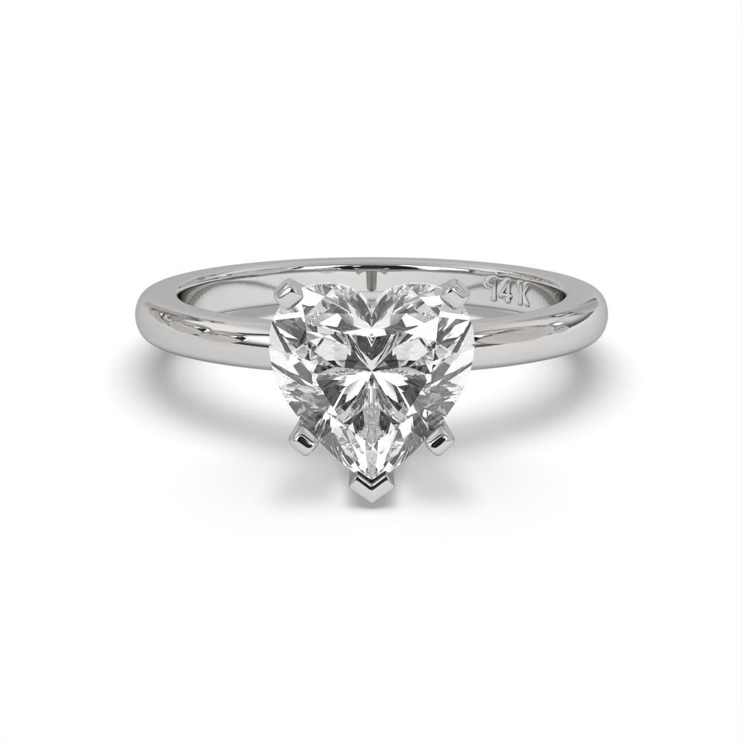 1.50CT Heart Cut Solitaire GH Color I1 Clarity Natural Diamond Wedding Ring  For Sale 5