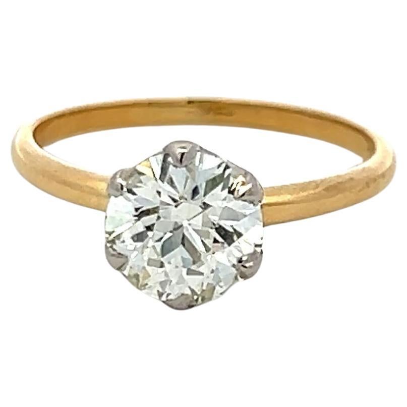 1.50ct L SI1 Round Diamond 18K Gold 
Platinum Vintage Engagement Ring For Sale
