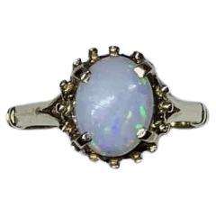 1.50ct Large Australian white opal antique engagement ring in 18ct yellow gold