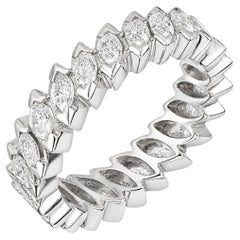 1.50ct Marquise Diamond Mid Century Platinum Eternity Ring