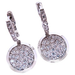 Boucles d'oreilles pendantes en diamants naturels de 1,50 ct, pendentifs circulaires en or 14 carats*