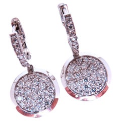 Boucles d'oreilles pendantes en diamants naturels de 1,50 ct, pendentifs circulaires en or 14 carats*
