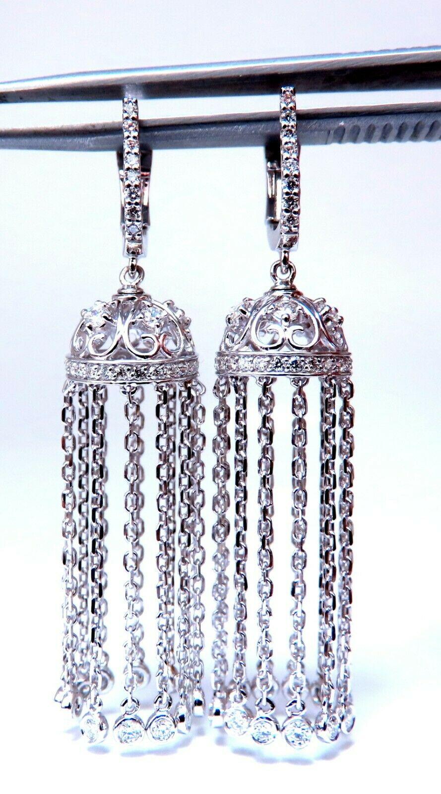 1.50ct Natural Diamonds Umbrella Cascading Drop Dangle Earrings 14kt In New Condition For Sale In New York, NY