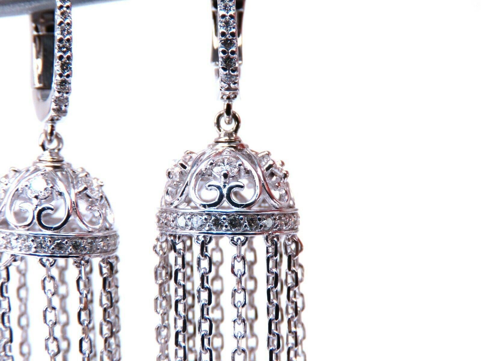 Women's or Men's 1.50ct Natural Diamonds Umbrella Cascading Drop Dangle Earrings 14kt For Sale