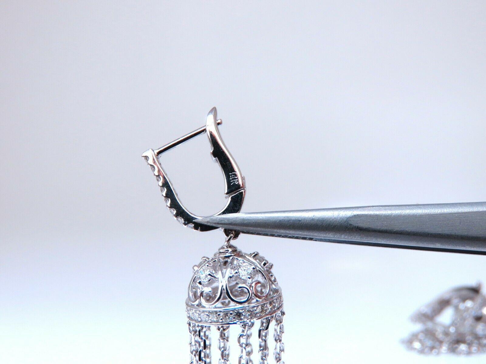 1.50ct Natural Diamonds Umbrella Cascading Drop Dangle Earrings 14kt For Sale 1