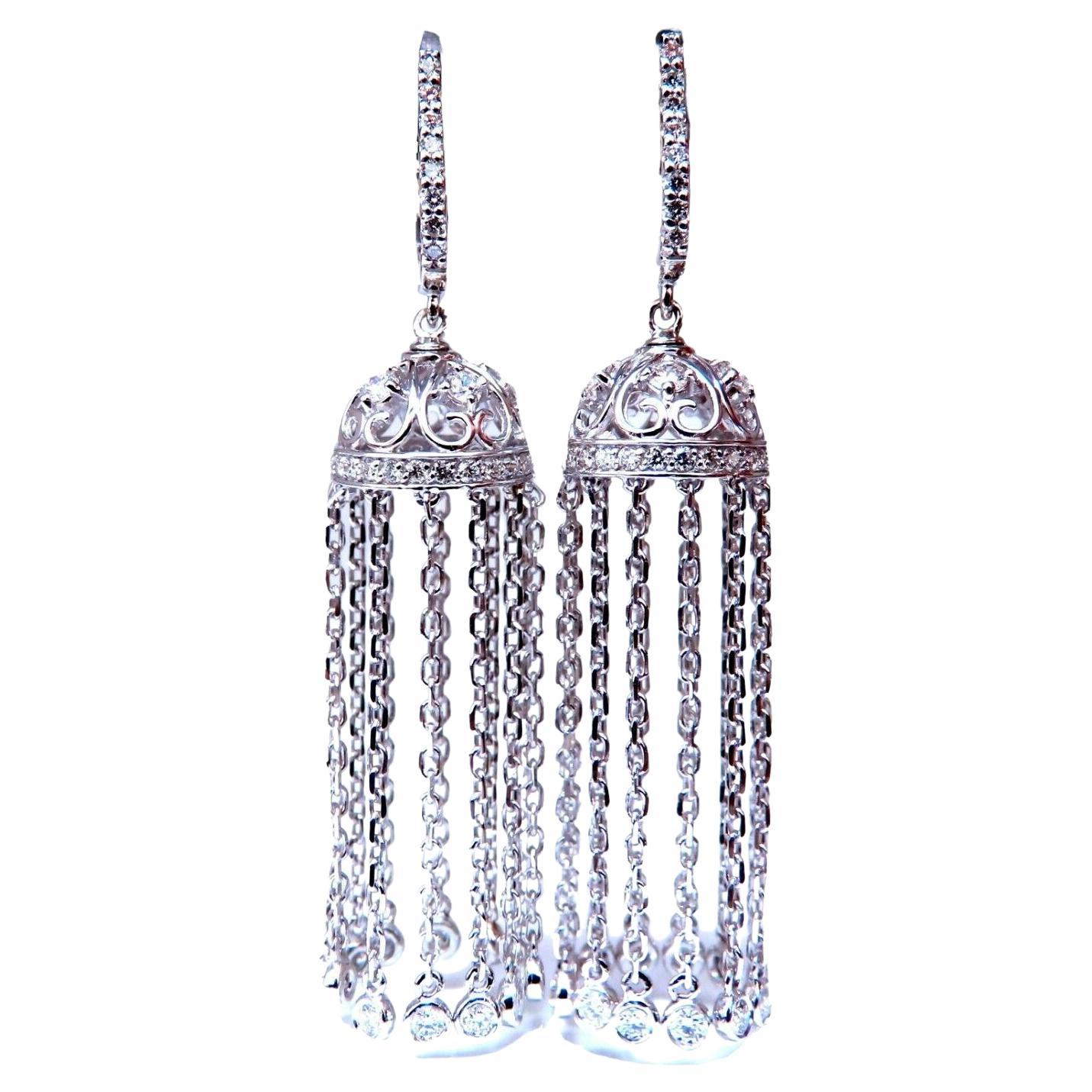 1.50ct Natural Diamonds Umbrella Cascading Drop Dangle Earrings 14kt For Sale