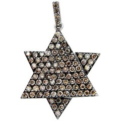 Pendentif étoile/triangle convertible en or 14 carats avec diamants naturels de couleur fantaisie de 1,50 carat
