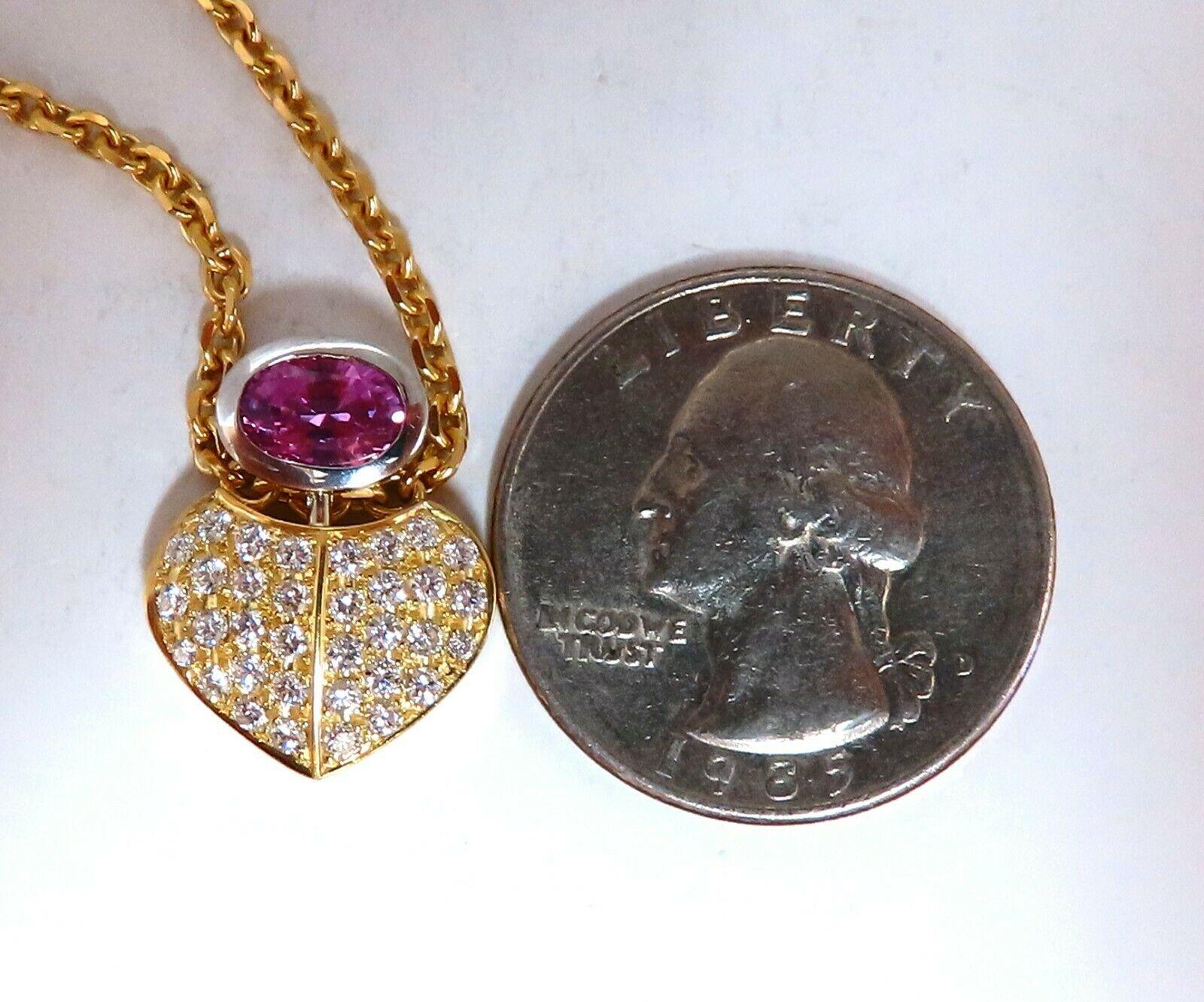 1.50 Carat Natural Pink Sapphire Diamonds Necklace 18 Karat In New Condition For Sale In New York, NY