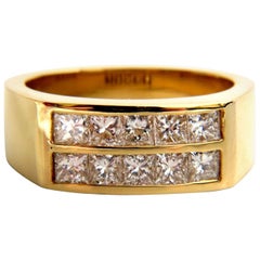 1.50ct natural princess cut diamonds double channel 14kt mens ring pinky cigar