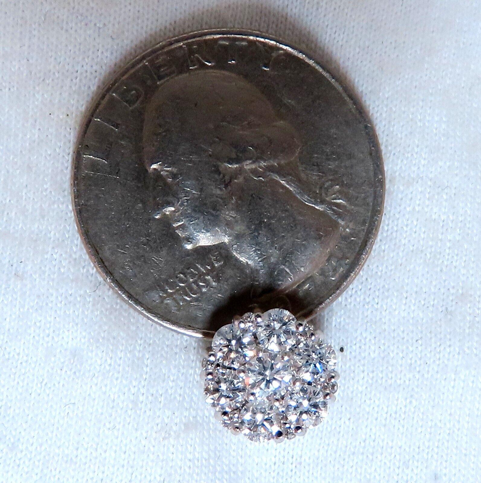 1,50 Karat natürliche runde Diamant-Cluster-Ohrringe 14 Karat (Rundschliff) im Angebot