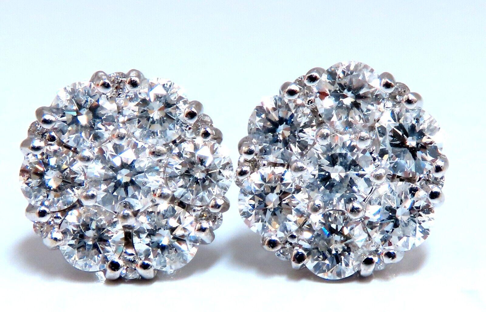 1,50 Karat natürliche runde Diamant-Cluster-Ohrringe 14 Karat im Zustand „Neu“ im Angebot in New York, NY