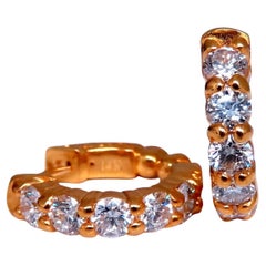 1,50 Karat natürlicher runder Diamant Mini-Creolen-Ohrring 14kt Gelbgold Dime+