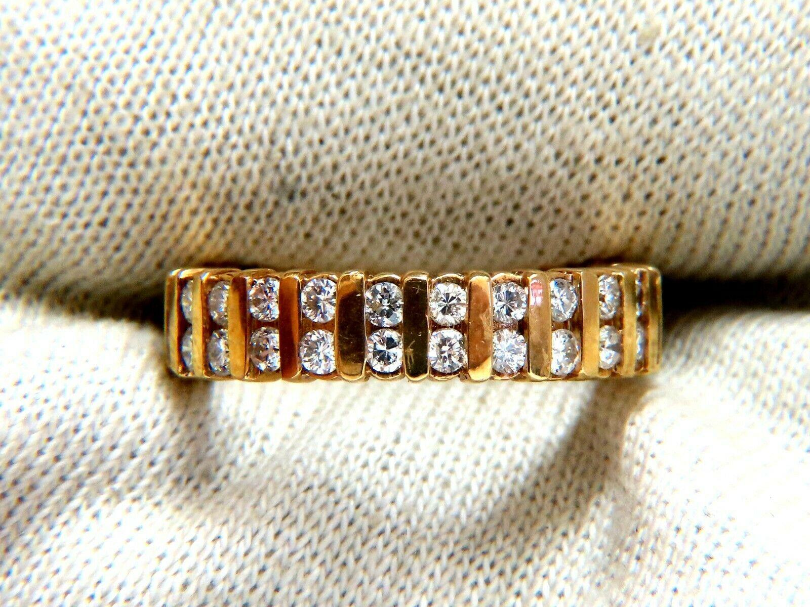 Channel Set Flat Eternity Band.

1.50ct. Natural round cut brilliant diamond

Durable Built.

Vs-2 clarity  H color.

14kt yellow gold.

6.1 Grams

Overall ring: 5mm diameter

Depth: 2.7mm

Current ring size: 7.75

May professionally resize, please