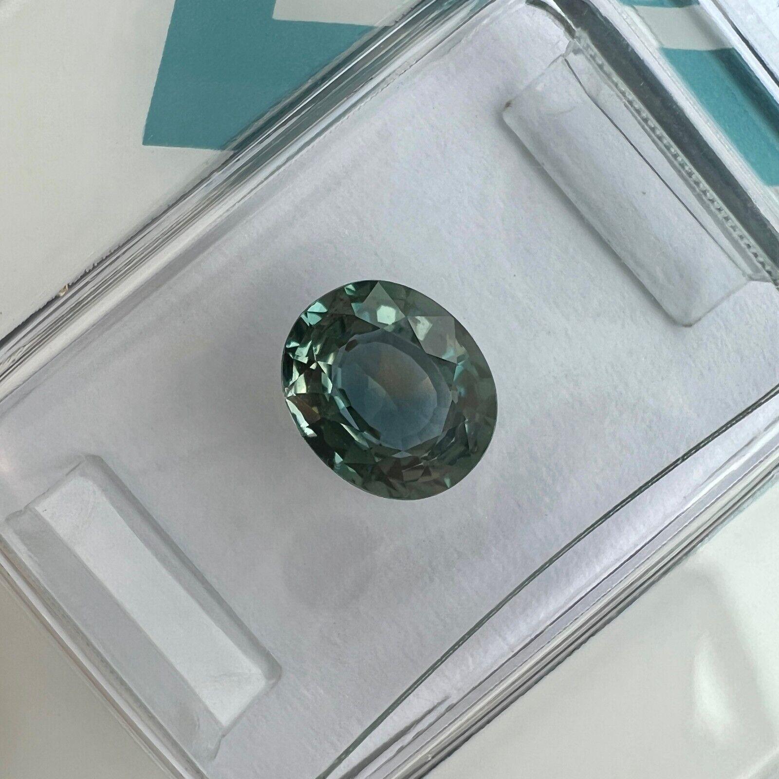 Women's or Men's 1.50ct Natural Sapphire Green Blue Unheated IGI Certified Oval Cut Gemstone