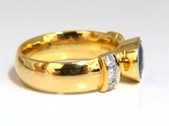 1.50ct natural vivid blue round saphhire diamonds ring 14kt Benchmark Comfort* (saphir rond bleu vif naturel)