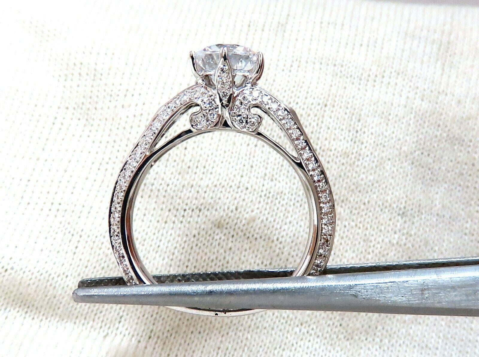 1.50 Carat Natural Zircon Diamonds Engagement Ring Suite Wedding Band 14 Karat For Sale 2