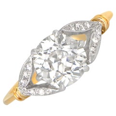 Bague de fiançailles en platine et or jaune 18 carats, 1,50 ct de diamant de taille européenne ancienne 