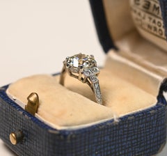 1.50 Carat Engagement Ring. Old European Cut Diamond Ring Platinum LSI1 Engraved