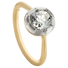 1.50ct Old European Cut Diamond Solitaire Ring 18ct Yellow Gold and Platinum