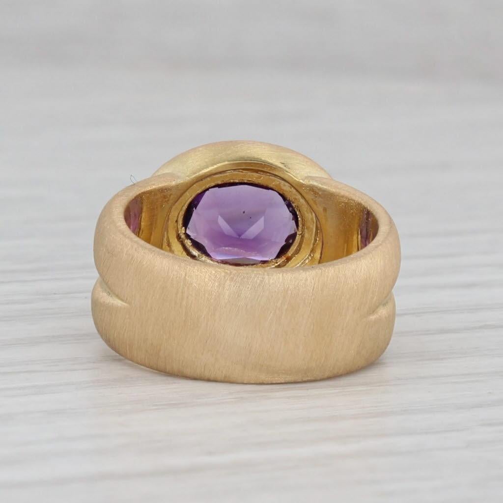 Anillo solitario de amatista ovalada de 1,50 ct Oro amarillo cepillado de 18 quilates Talla Ming 6,25 en Bueno estado para la venta en McLeansville, NC