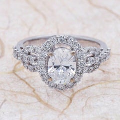 1.50ct Oval Cut Moissanite Engagement Ring in 14K White Gold