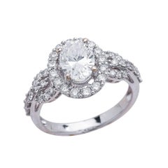 Vintage 1.50ct Oval Cut Moissanite Engagement Ring in 14K White Gold