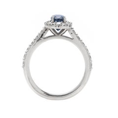 1.50ct Oval Sapphire Ring in 14K White Gold; 0.90ct Side Diamonds
