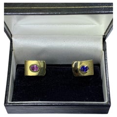 1.50ct Pink andn blue sapphire 18ct yellow gold cufflinks