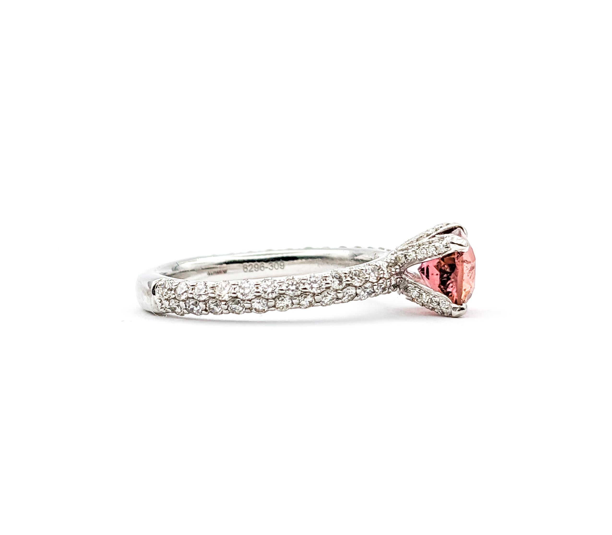 1,50 Karat Rosa Turmalin & Diamant-Ring aus Platin im Angebot 4