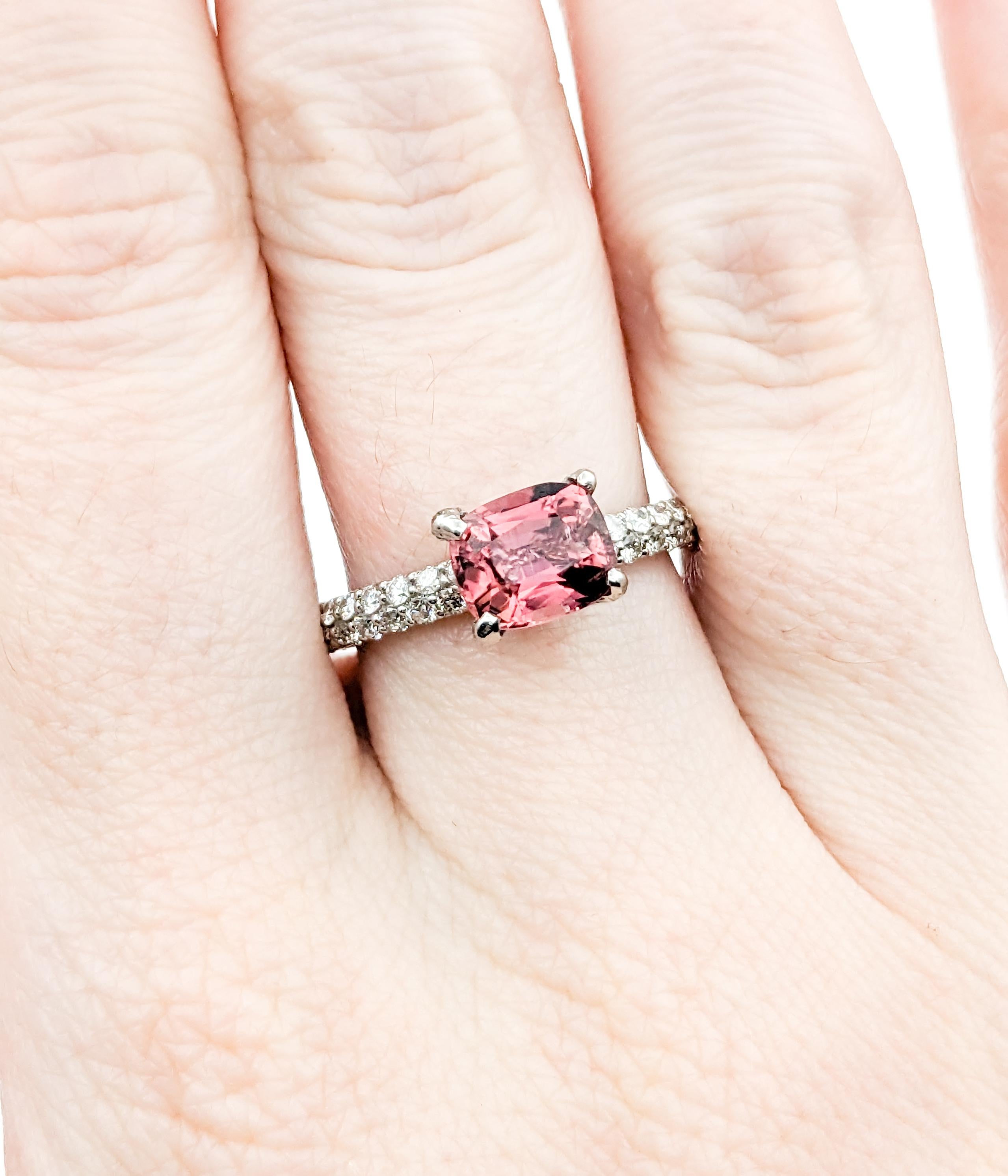 1.50ct Pink Tourmaline & Diamond Ring In Platinum For Sale 2