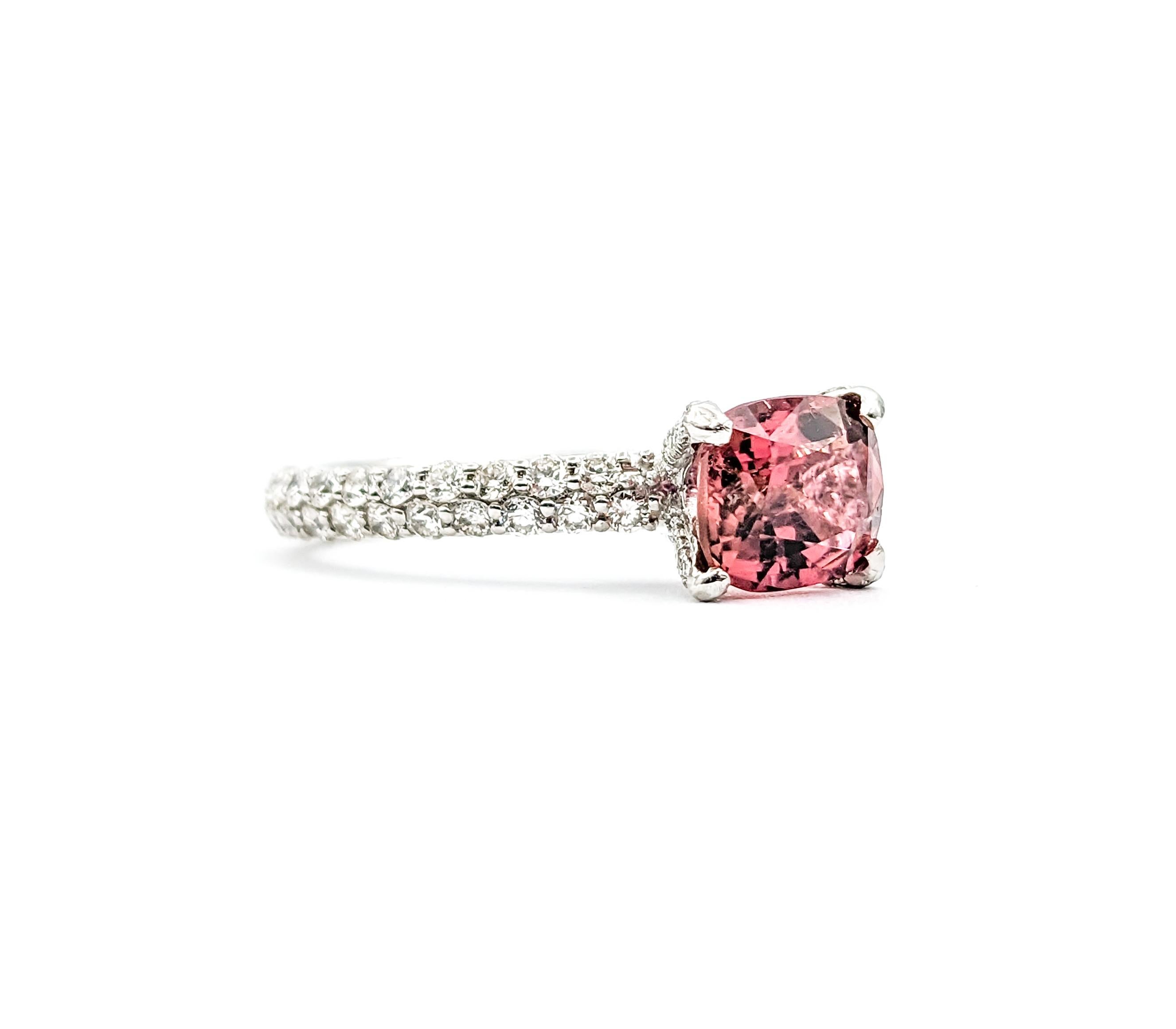 1,50 Karat Rosa Turmalin & Diamant-Ring aus Platin im Angebot 3