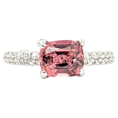 Vintage 1.50ct Pink Tourmaline & Diamond Ring In Platinum