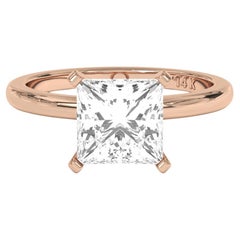 1.50CT Princess Cut Solitaire GH Color I1 Clarity Natural Diamond Wedding Ring