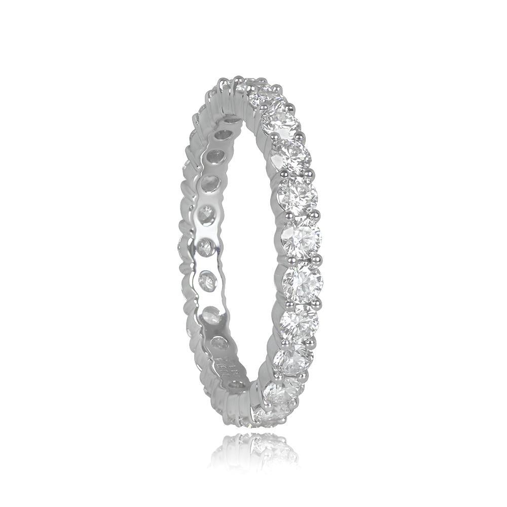 Art Deco 1.50ct Round Brilliant Cut Diamond Eternity Band Ring, H Color, Platinum For Sale