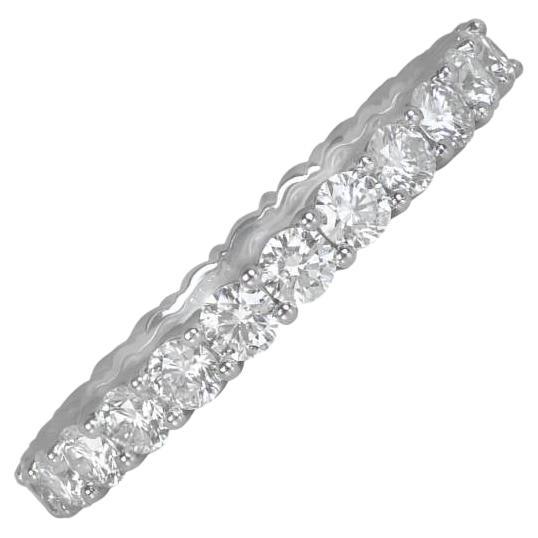 1.50ct Round Brilliant Cut Diamond Eternity Band Ring, H Color, Platinum For Sale