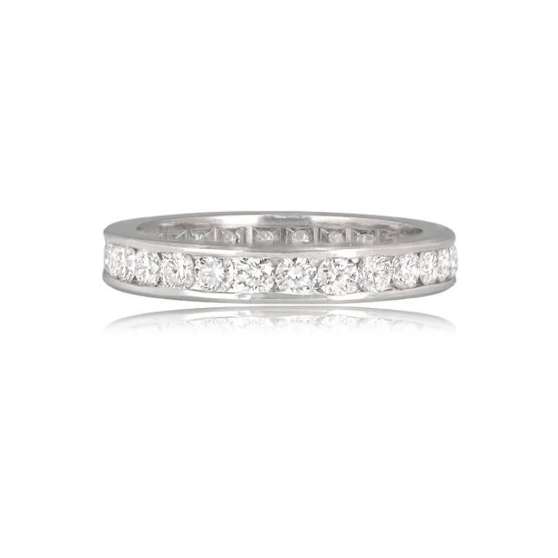 Platinum Channel-Set Eternity Band with 1.50 Carats of Round Brilliant Cut Diamonds
A breathtaking eternity band crafted in platinum, adorned with round brilliant cut diamonds totaling approximately 1.50 carats. The diamonds are elegantly