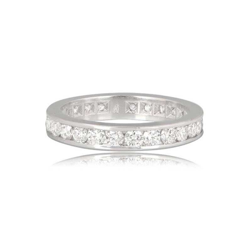 Art Deco 1.50ct Round Brilliant Cut Diamond Eternity Band Ring, Platinum For Sale