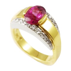 1.50ct Rubellite and Diamond Lifestyle Ring by Cornelis Hollander in 18K Gold