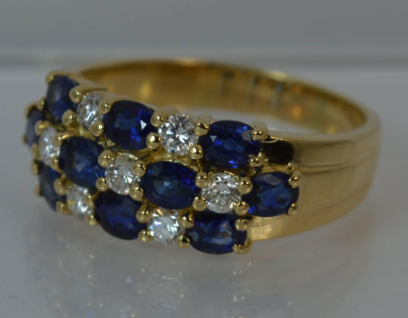 Sapphire Diamond Gold Cluster Ring 4