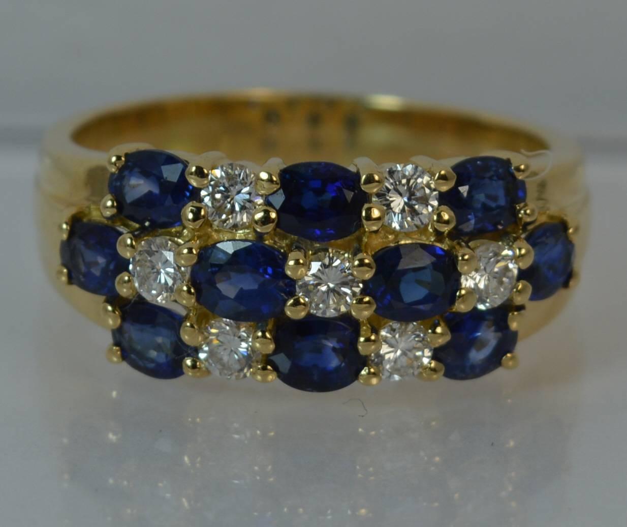 Sapphire Diamond Gold Cluster Ring 5