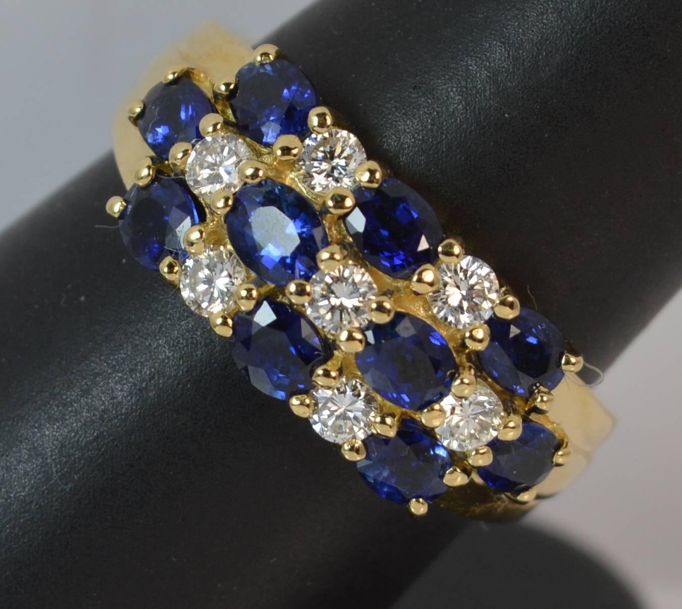 Sapphire Diamond Gold Cluster Ring 6