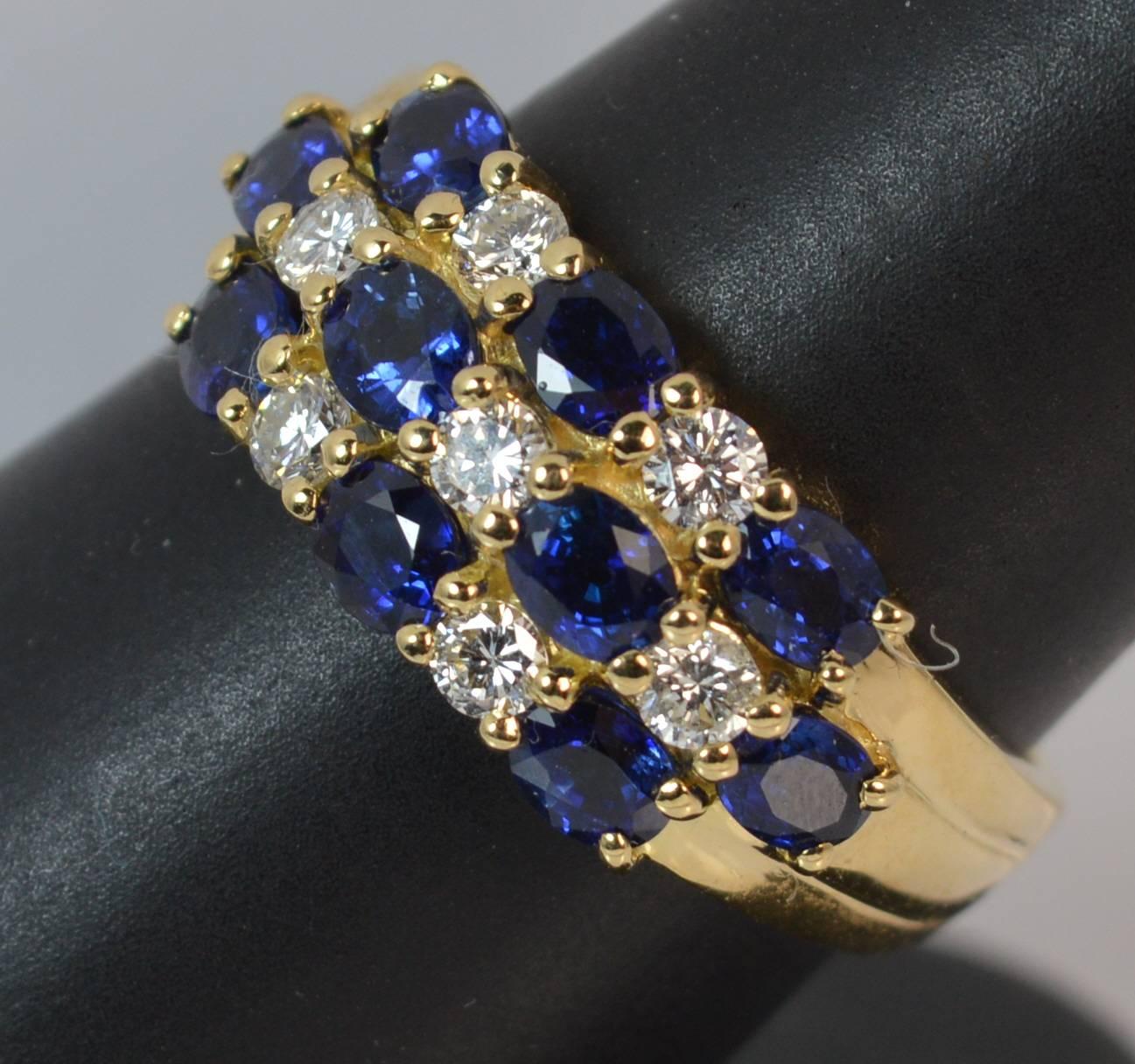 Sapphire Diamond Gold Cluster Ring 7