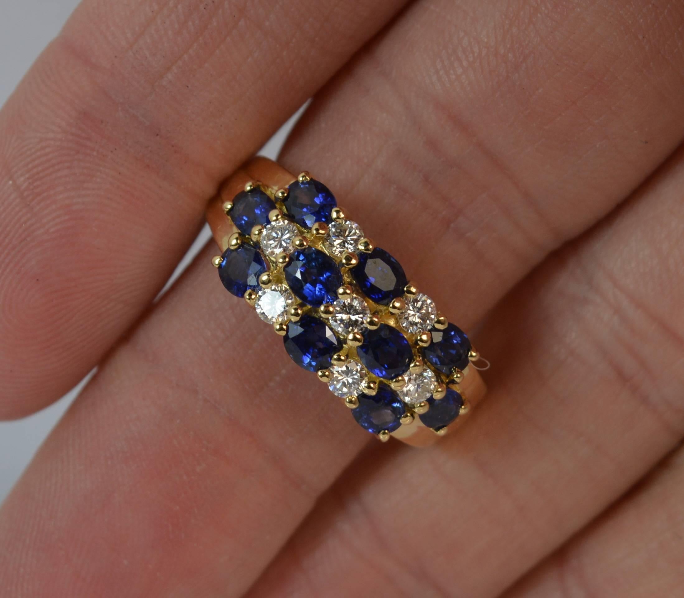 Sapphire Diamond Gold Cluster Ring 8