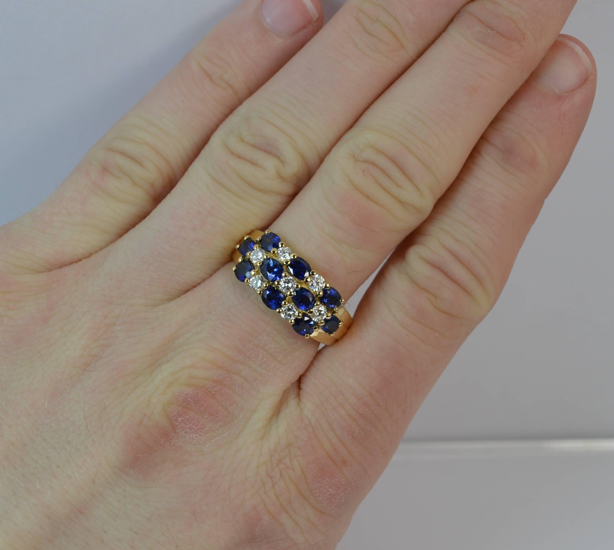 Contemporary Sapphire Diamond Gold Cluster Ring