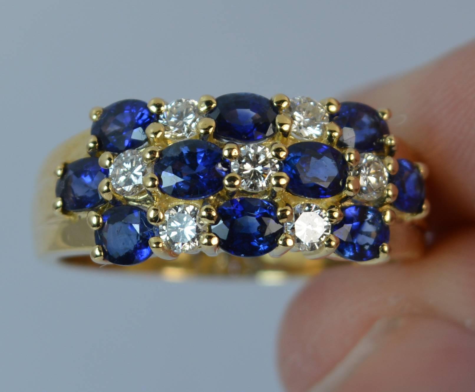 Oval Cut Sapphire Diamond Gold Cluster Ring