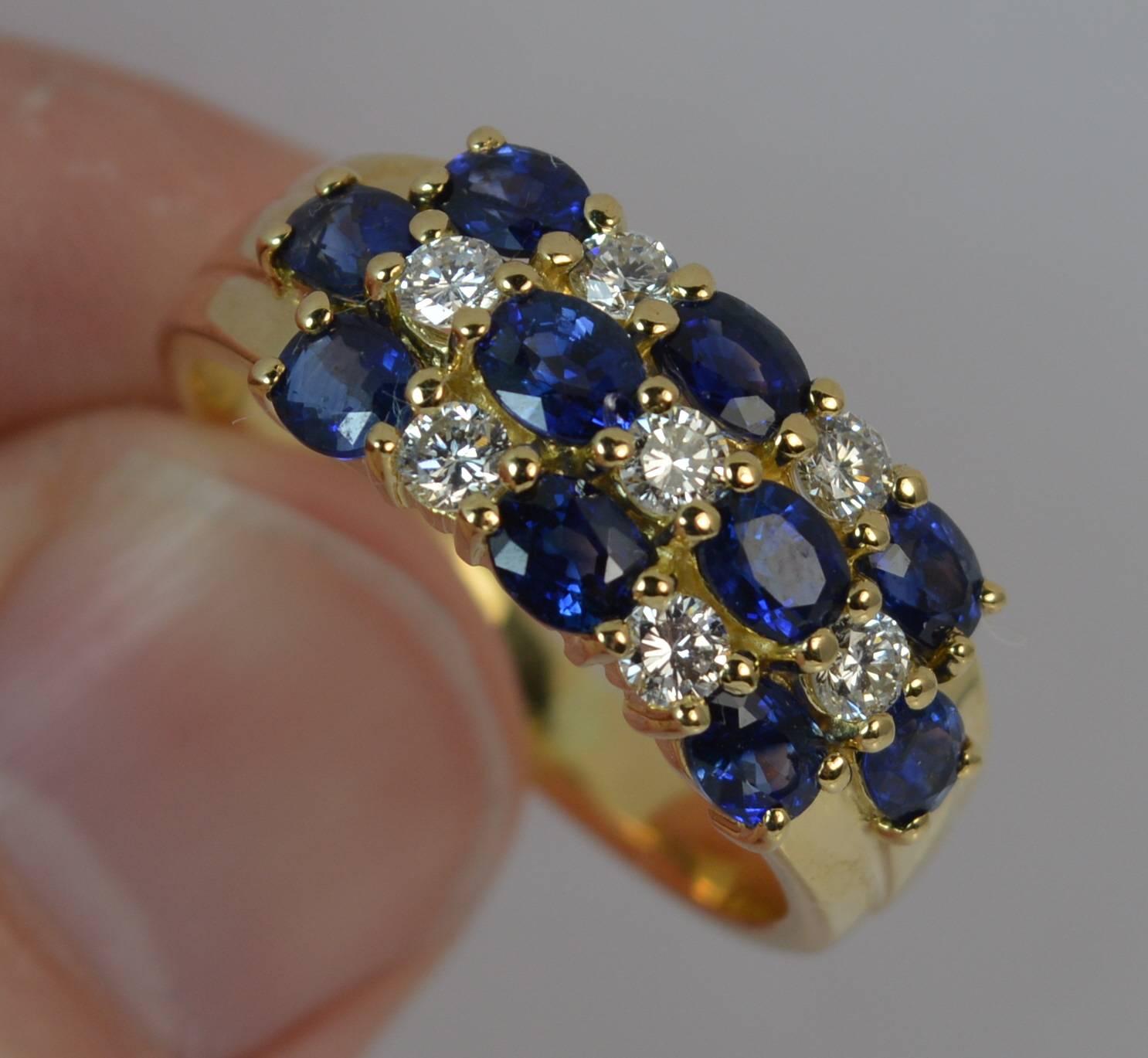 Sapphire Diamond Gold Cluster Ring In Excellent Condition In St Helens, GB